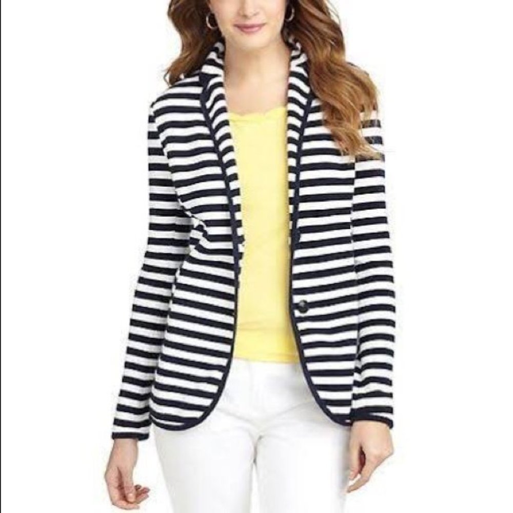 Brooks Brothers Navy and White Striped Blazer